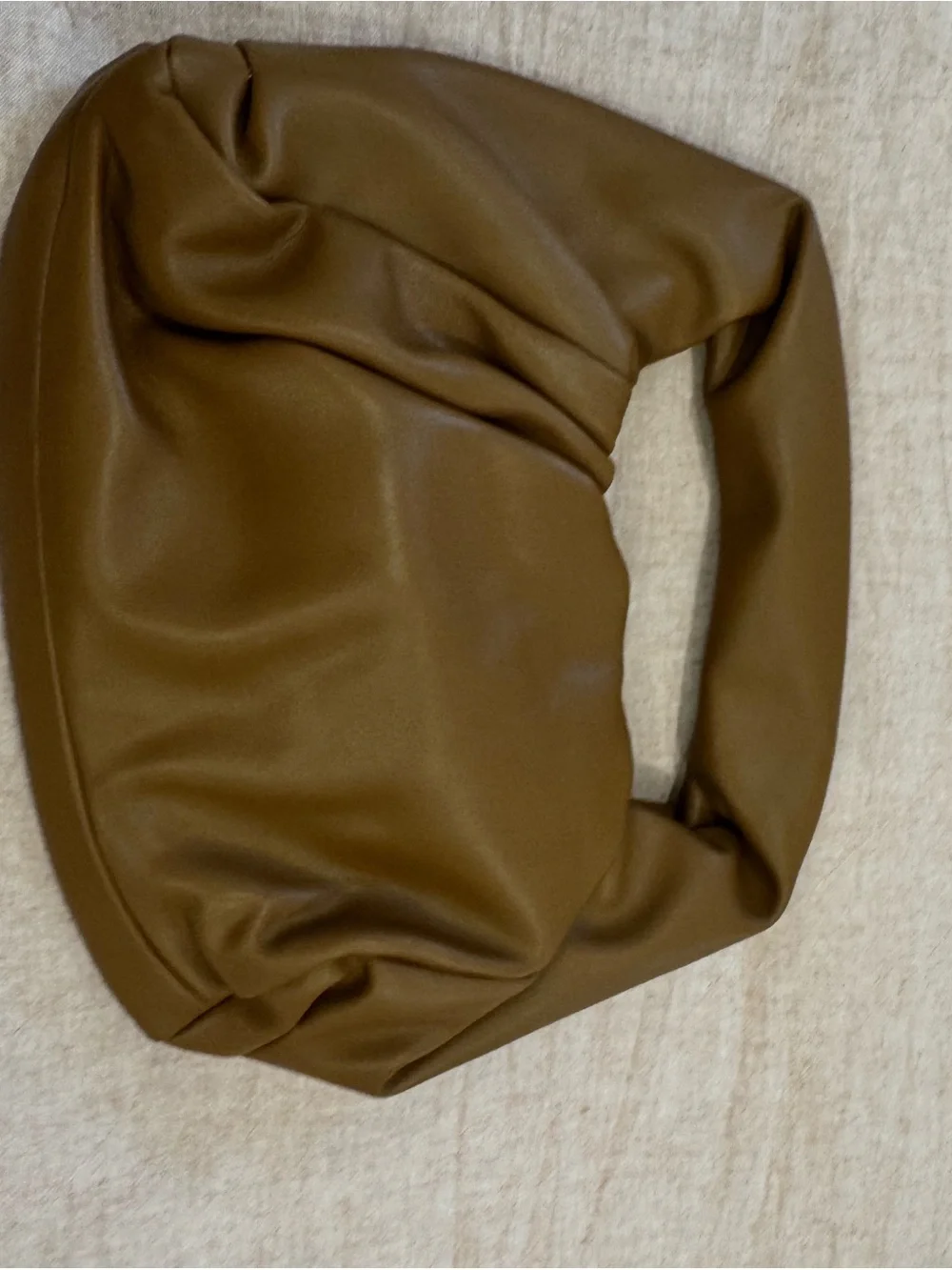 Pink Lily Tan Ruched Crescent Hobo Bag